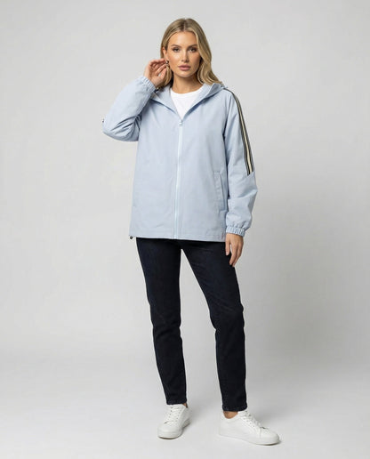 Damen Oversize Kapuzenjacke Winddicht Sportlich Mit Kontraststreifen