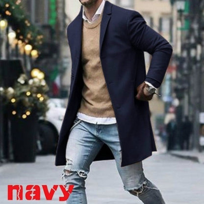 Herren Longcoat Tailliert Schmal Modern