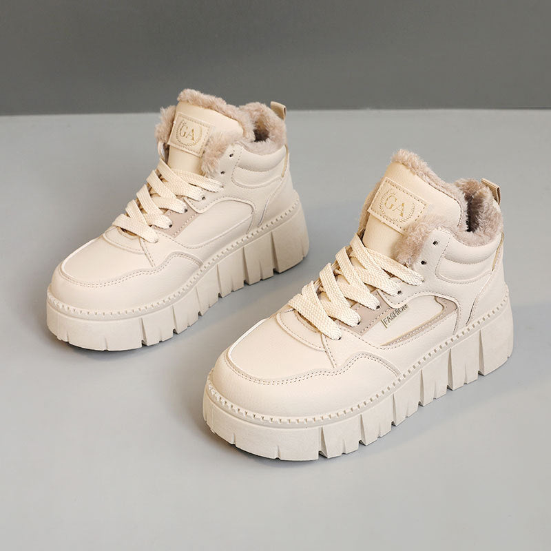 Damen Sneaker High-Top Plateau Schuhe Warm Fleece Innenfutter
