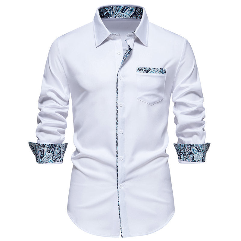 Herren Langarmhemd Paisley Muster Baumwoll Mix Modern