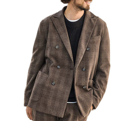 Herren Doppelreiher Jacke Elegant Schwarz