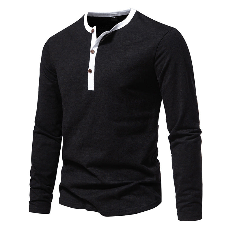 Herren Langarmshirt Henley Style KontrastkragenModern