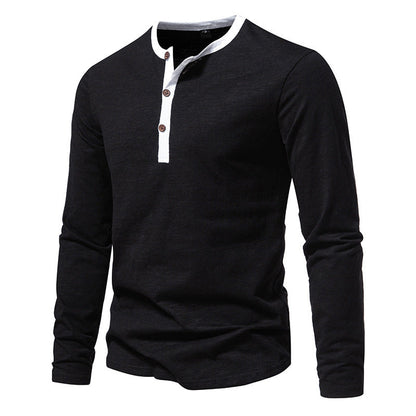 Herren Langarmshirt Henley Style KontrastkragenModern