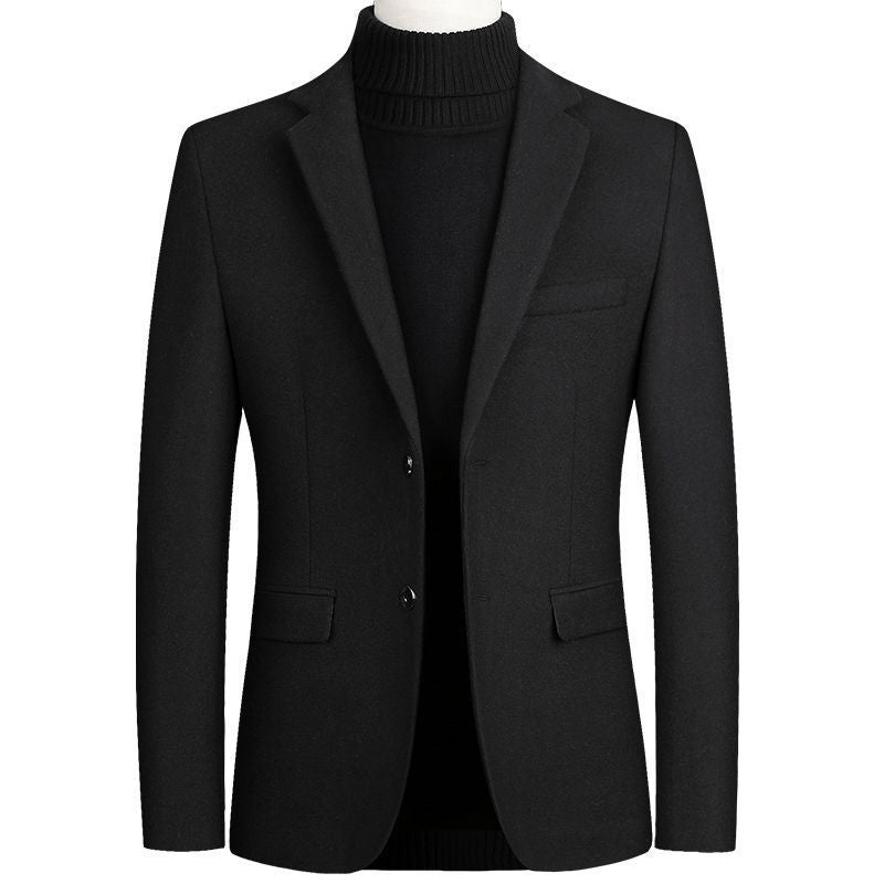 Herren Wollblazer Klassisch Elegant Schwarzer Anzug Blazers