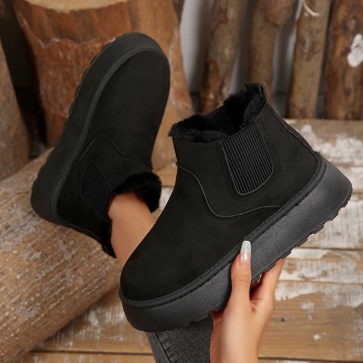 Damen Ankle Boots Warm Kuschelig Rutschfest
