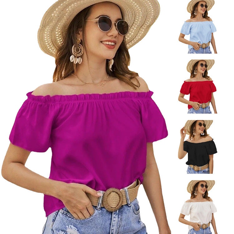 Damen Off-Shoulder Bluse Elastisch Lässig Modern - BerlinGlamour
