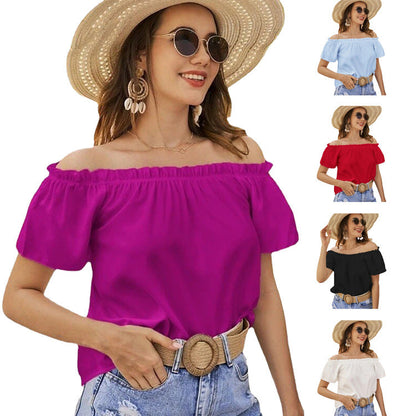 Damen Off-Shoulder Bluse Elastisch Lässig Modern - BerlinGlamour