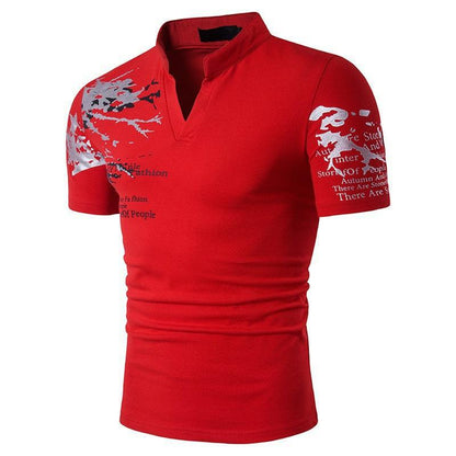 Herren T-Shirt Kurzarm Stehkragen Berlin Grafikdruck