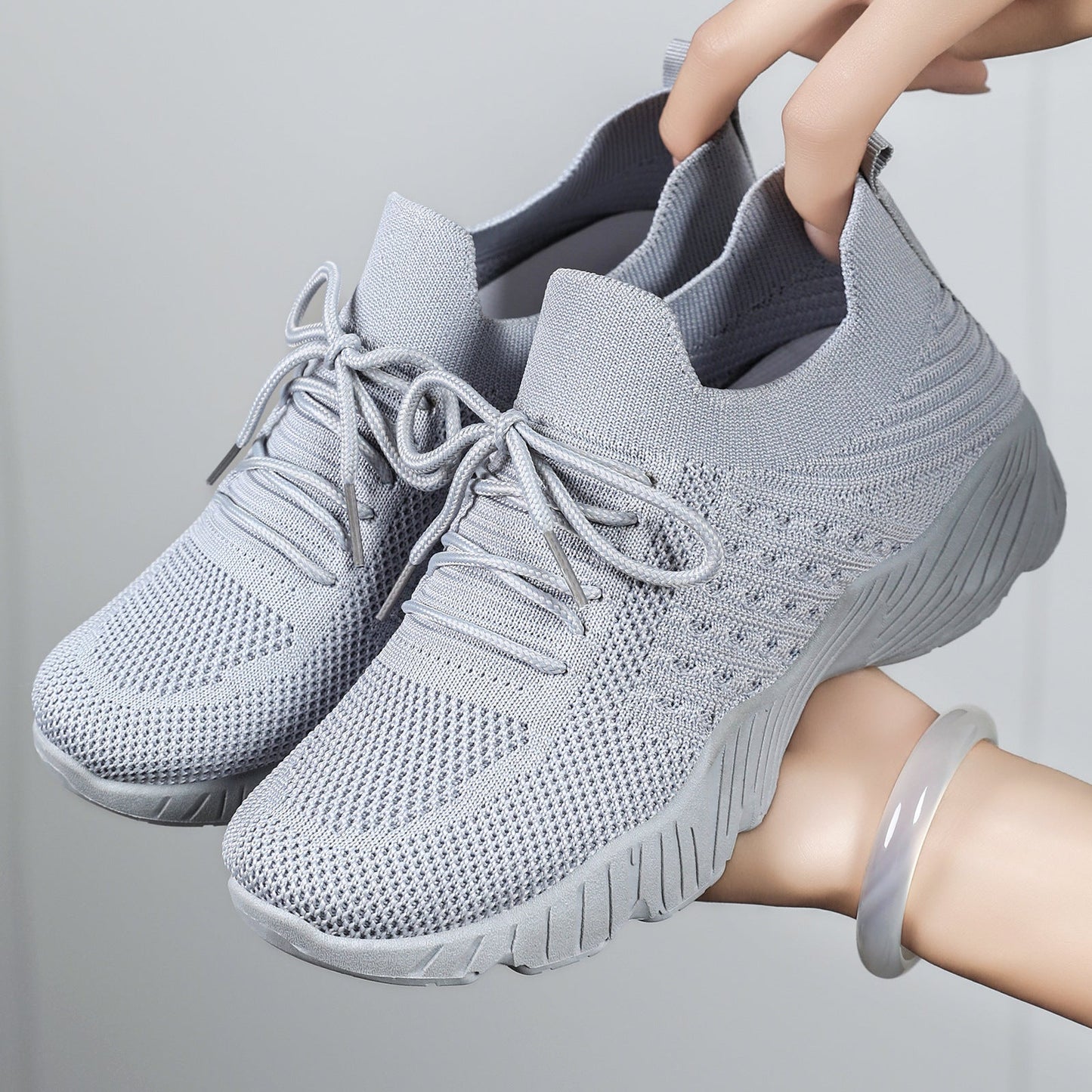 Damen Fitness-Sneaker Atmungsaktiv Flexibel Mit Elastischer Schnürung