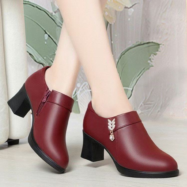 Damen Stiefeletten Elegante Schuhe Braun Lederschaft