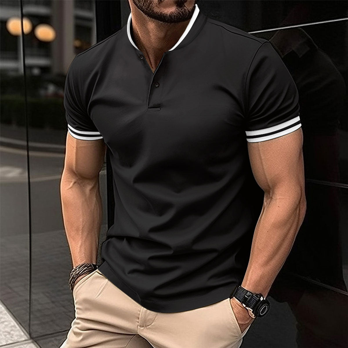 Herren Poloshirt Komfort Kragen Modern Sportlich