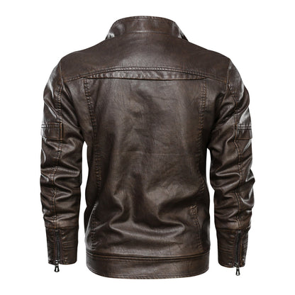 Herren Lederjacke Lässig Mit Taschen Modern Schnitt