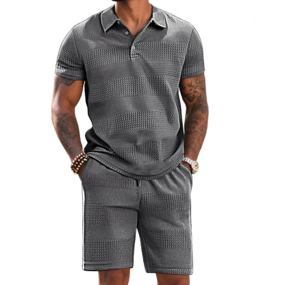 Herren Freizeitanzug Kurze Hose Poloshirt Sportlich Modern