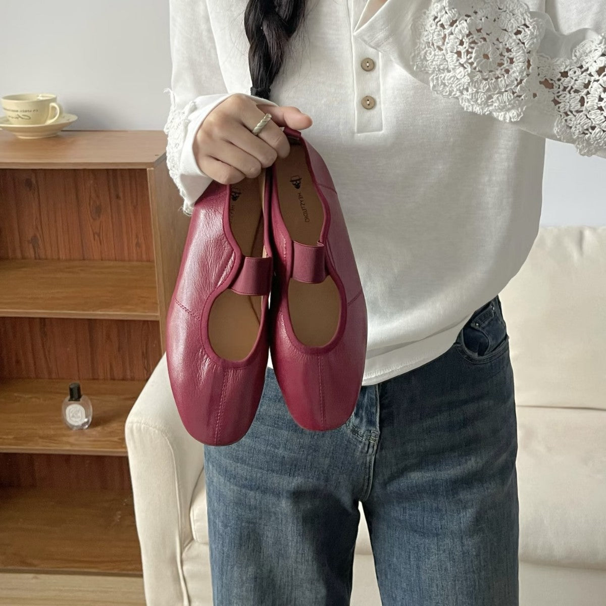 Damen Ballerinas Bequem Cut-Out Design modern - BerlinGlamour