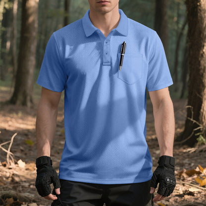 Herren Polo-Shirt atmungsaktiv mit Brusttasche Sportlich Modern