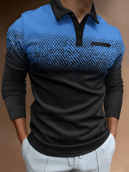 Herren Poloshirt Modern Farbverlauf Kontrastdetails Stylisch