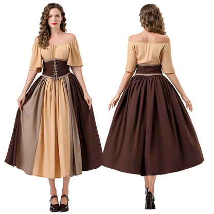 Damen Maxikleid Elegant Tailliert Schnüren Ärmel Lang