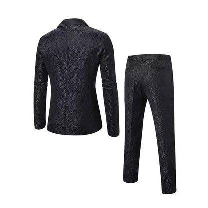 Smoking Anzug Herren Elegant mit Muster Modern Schwarze Gala