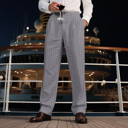 Herren Hose Streifen Elegant Slim Fit
