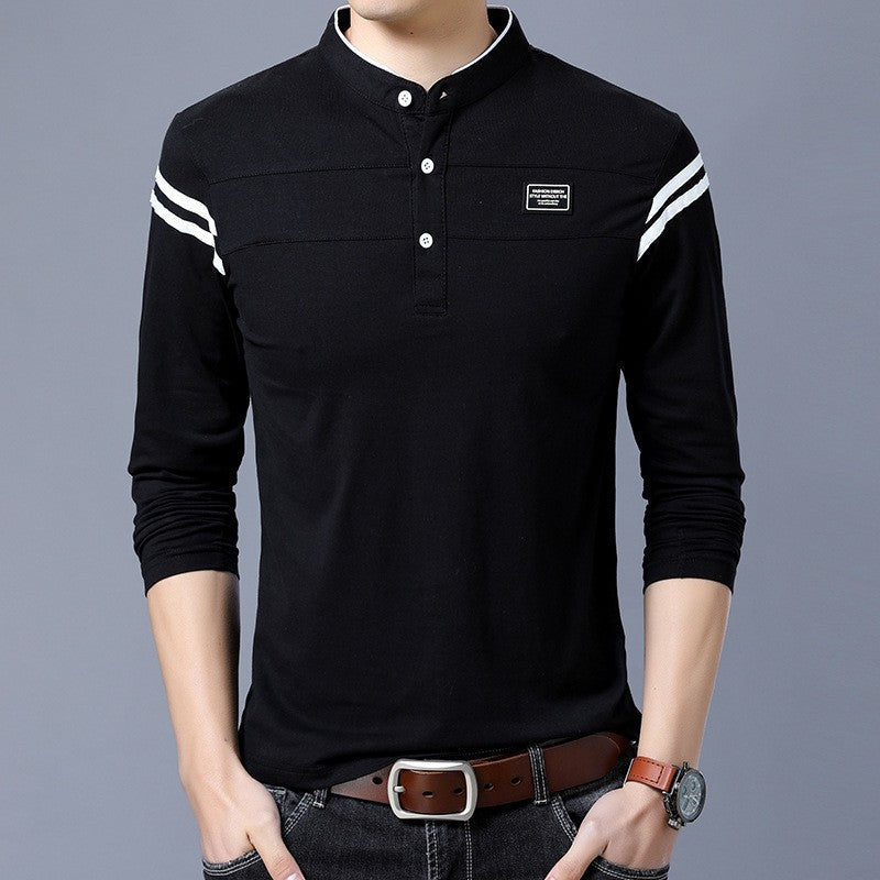 Herren Langarmshirt Mit Kontraststreifen Modern Trendig