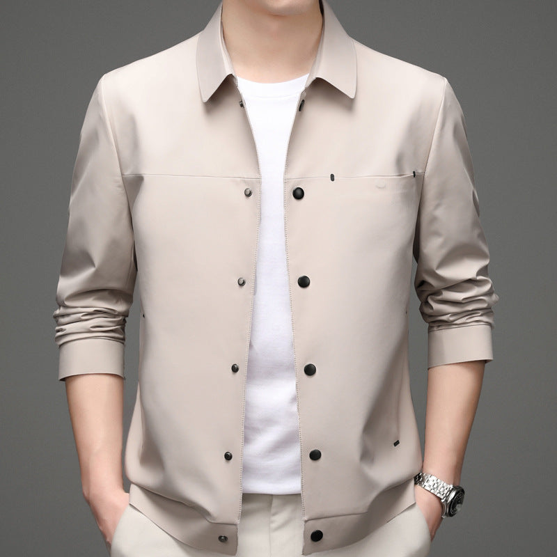 Herren Übergangsjacke Elegant mit Druckknopfverschluss Schwarz