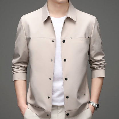Herren Übergangsjacke Elegant mit Druckknopfverschluss Schwarz