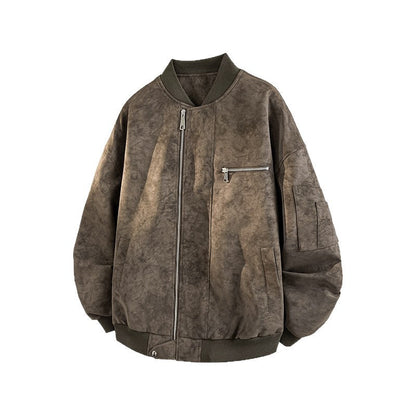 Herren Bomberjacke Oversized Lässig Strapazierfähig mit Taschen