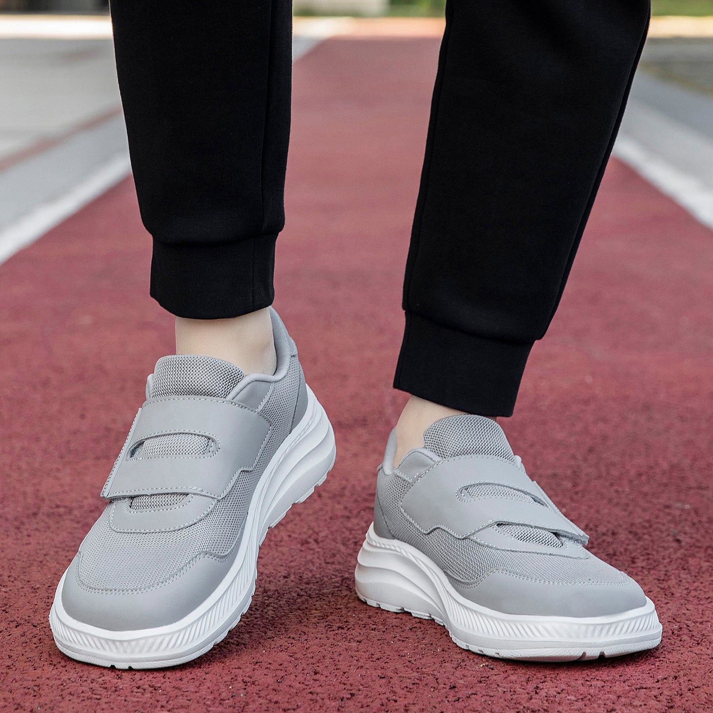 Damen Sneaker Bequem Elastisch Klettverschluss Sportlich