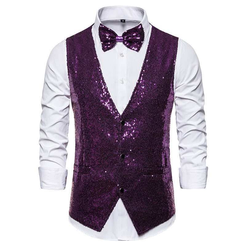 Herren Sakko Elegant Pailletten mit Fliege Modern