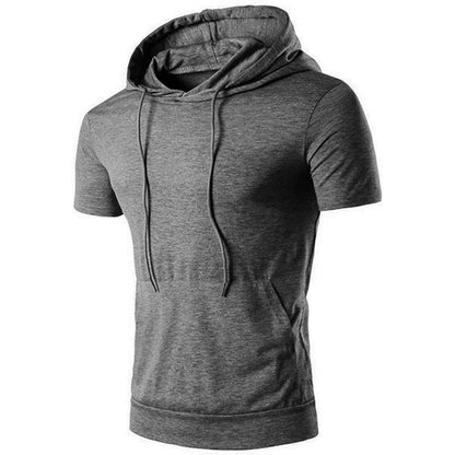 Herren Hoodie Kurzarm Lässig mit Kängurutasche Modern