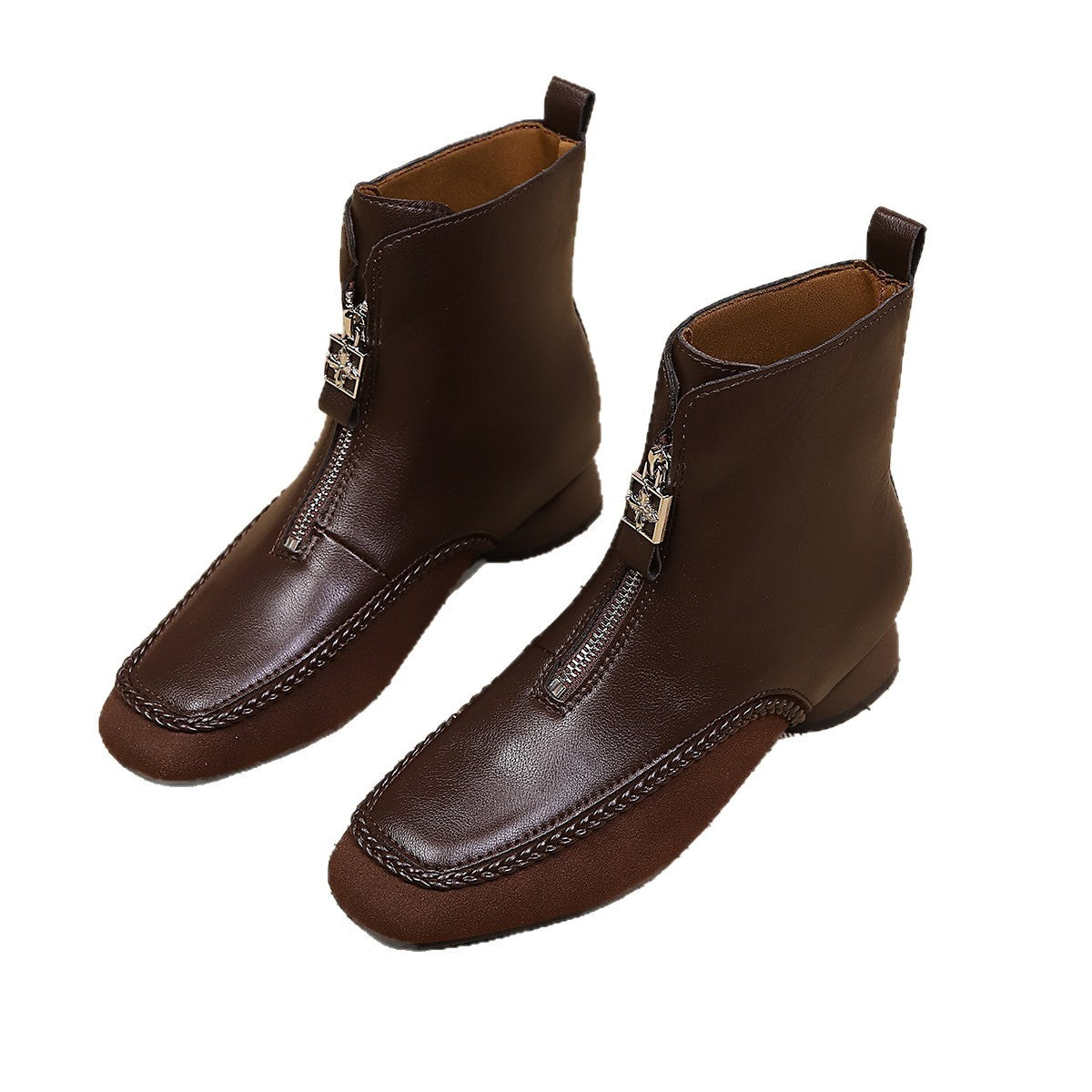 Damen Stiefel Ankle Boots Leder Reißverschluss Schmal