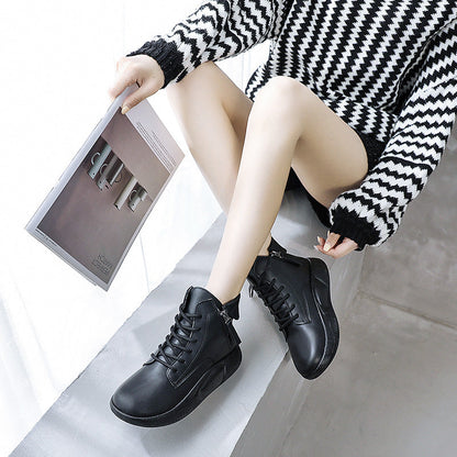 Damen Sneaker High-Top Modisch Reißverschluss Schwarz