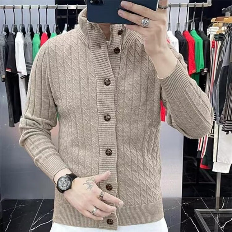 Herren Strickjacke Strukturiert Knopfleiste Modern - BerlinGlamour
