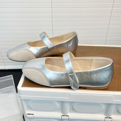 Damen Ballerinas Leder Schnürsenkel Modern