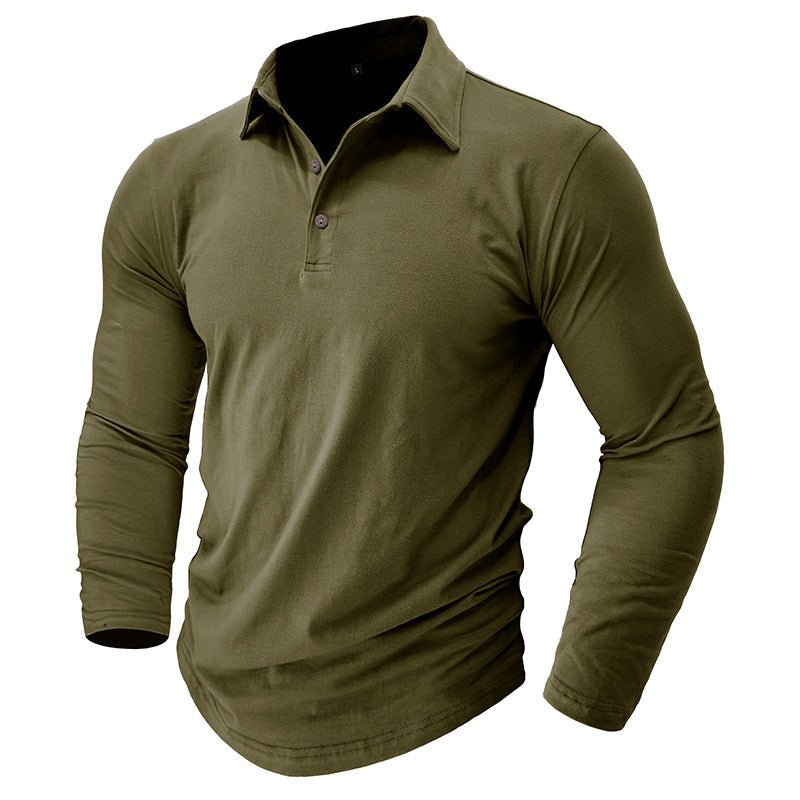 Herren Poloshirt Langarm Elegant Hochwertig Baumwolle