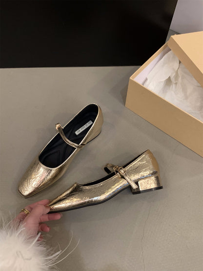 Damen Ballerinas Elegante Schuhe Metallic Komfort