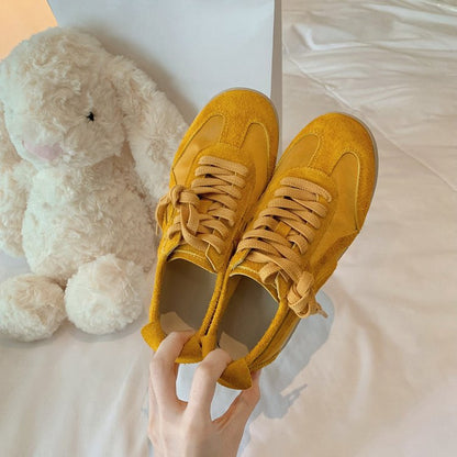 Damen Sneaker Weiches Veloursleder Schnürschuhe Frauen