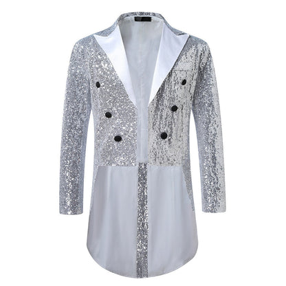 Herren Blazer Pailletten Anzugjacke Glitzernd Elegant