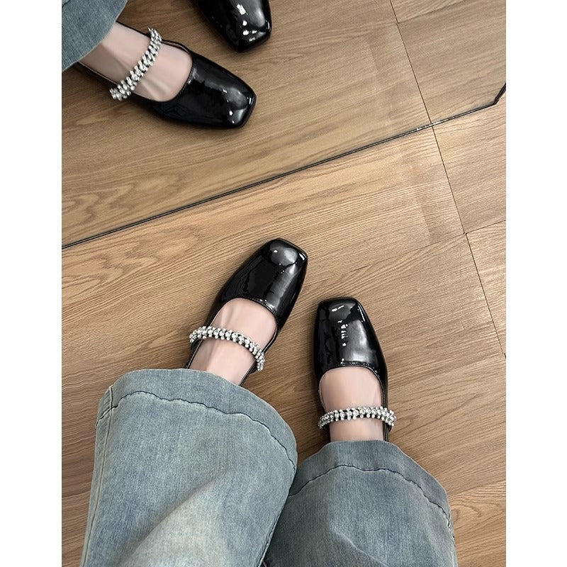 Damen Ballerinas Bequem Funkelnd Mit Riemen