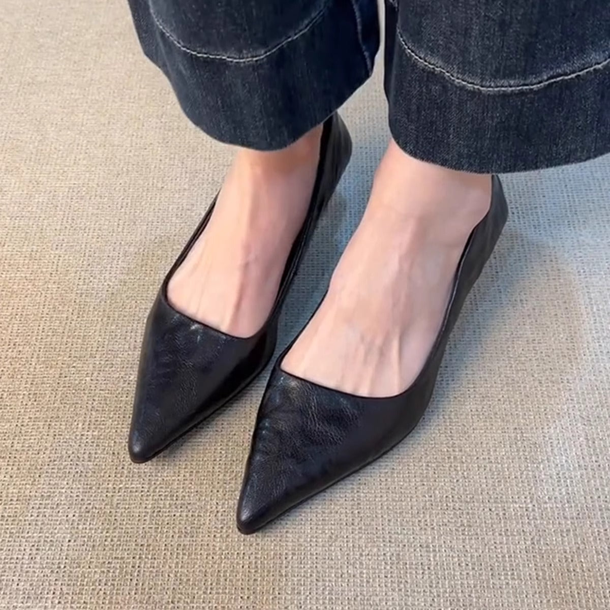 Damen Ballerinas Spitz Elastisch Komfortabel