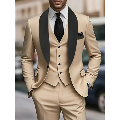 Herren Anzug Set Slim Fit Sakko Weste Modern