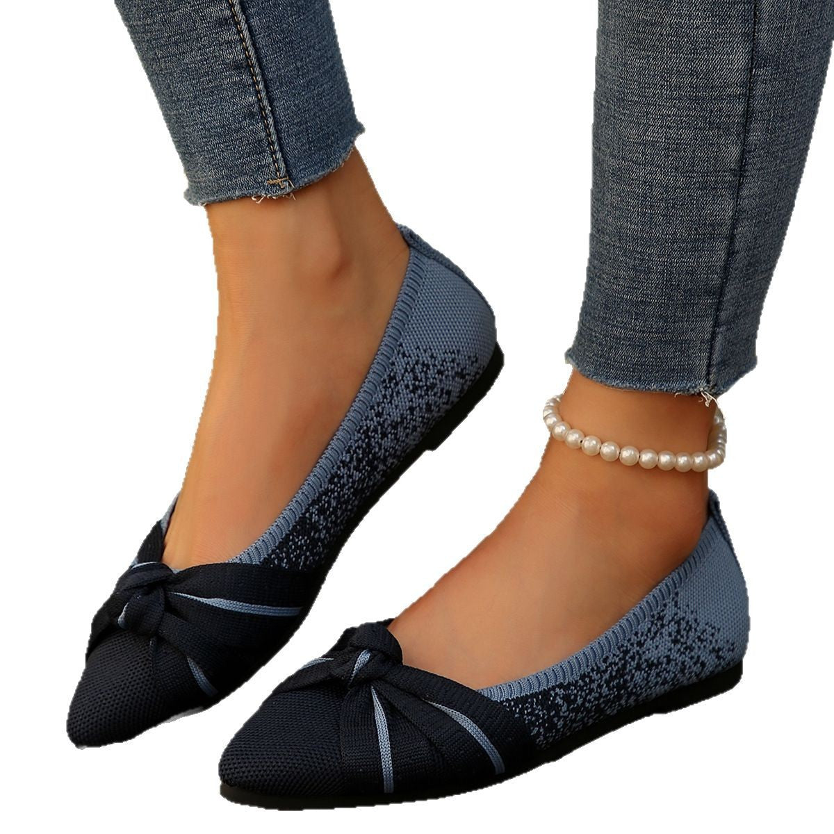 Damen Ballerinas Schleifen-Design atmungsaktiv Elegant