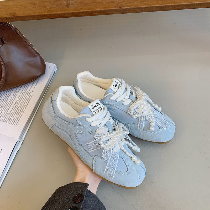 Damen Sneaker Sportlich Elegant Schleifen Detail - BerlinGlamour