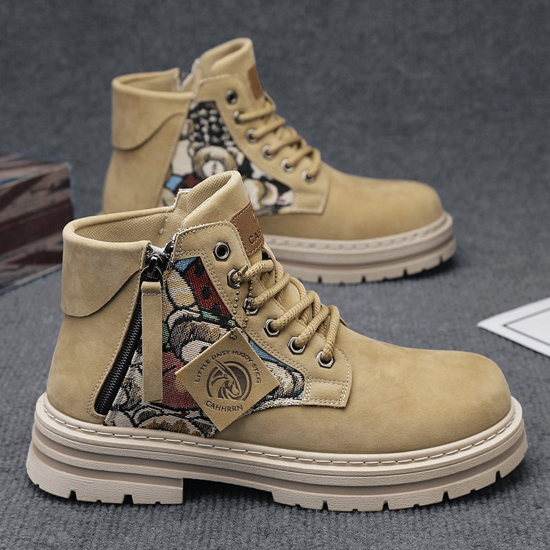 Damen Stiefel Schnürstiefel Floral Design Robust