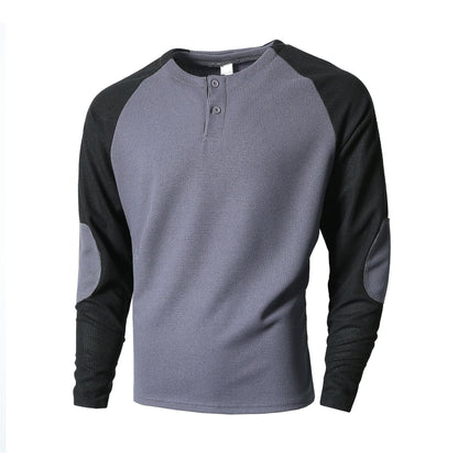 Herren Langarmshirt Modern mit Kontrastfarben und Raffung