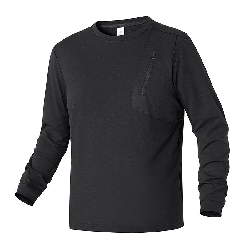 Herren Langarm-Shirt Funktionell mit Brusttasche Praktisch