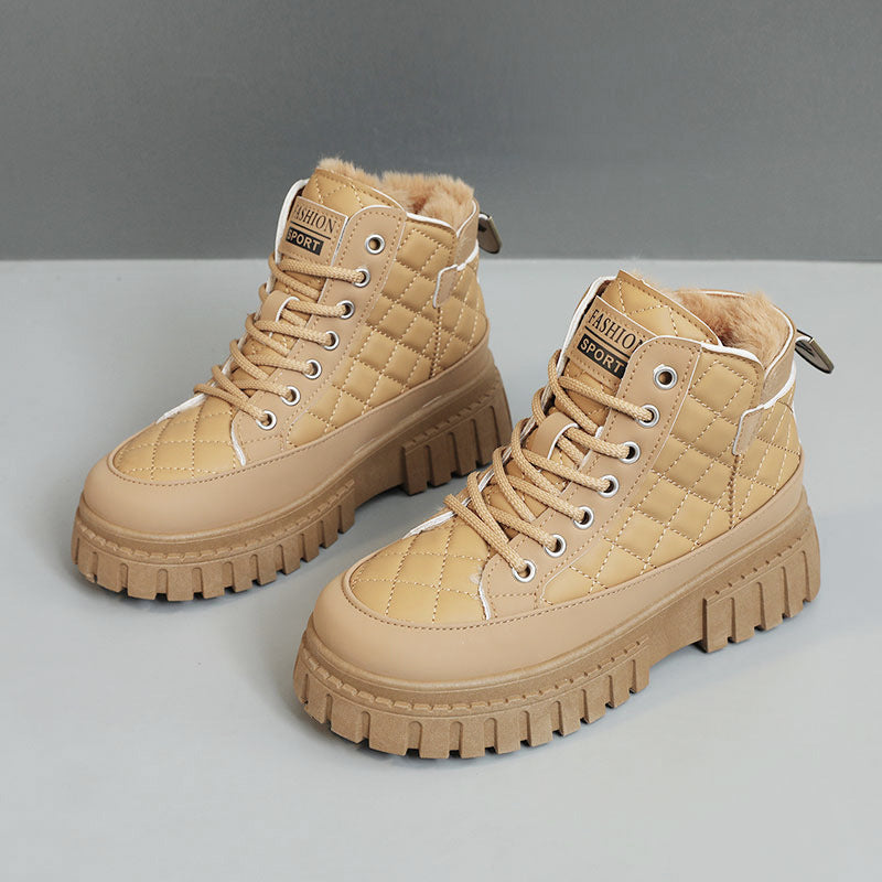 Damen Sneaker High-Top Gefüttert Rutschfest Schwarz