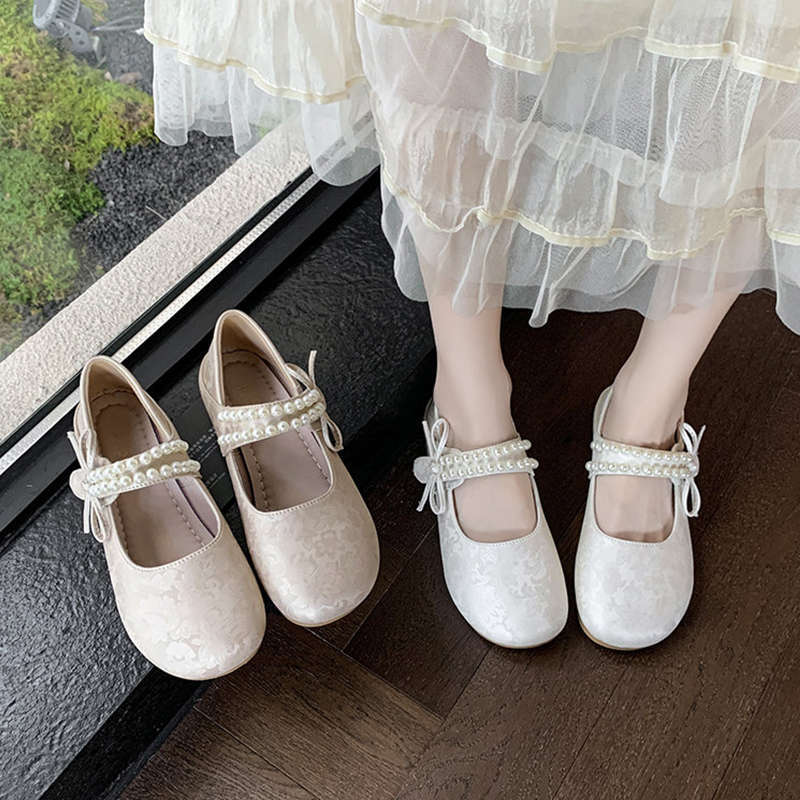 Damen Ballerinas Schuhe Elegante Perlen-details - BerlinGlamour