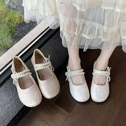 Damen Ballerinas Schuhe Elegante Perlen-details - BerlinGlamour