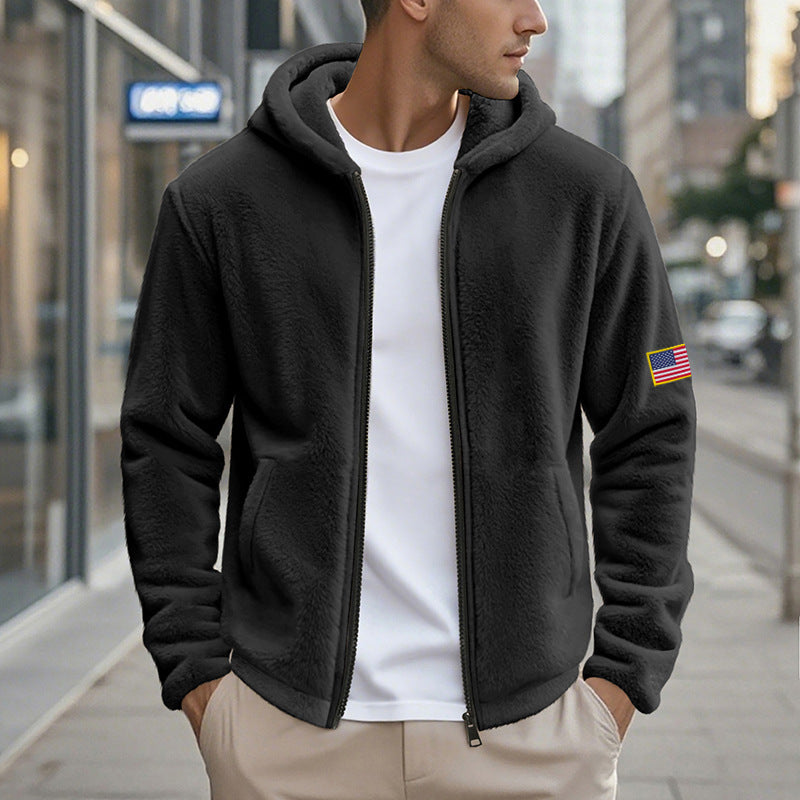 Herren Hoodie Fleece Warm mit Taschen und Reißverschluss Modern